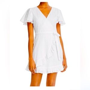 Jack by BB Dakota Easy On The Eyelet Cotton Faux-Wrap Dress Size 6
